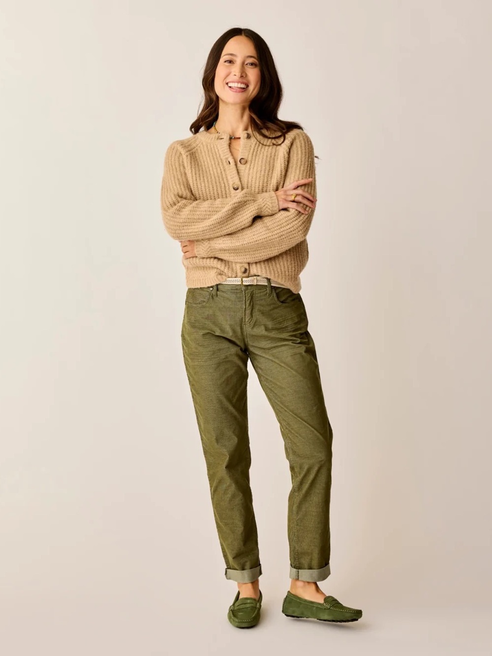 Carve Designs Carson Cord HI RISE High Rise Relaxed Slim Boyfriend Fir Green 6